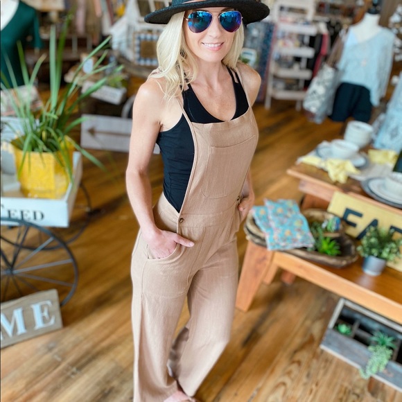 STRAPPY OVERALL JUMPSUIT-MOCHA - Picture 2 of 4